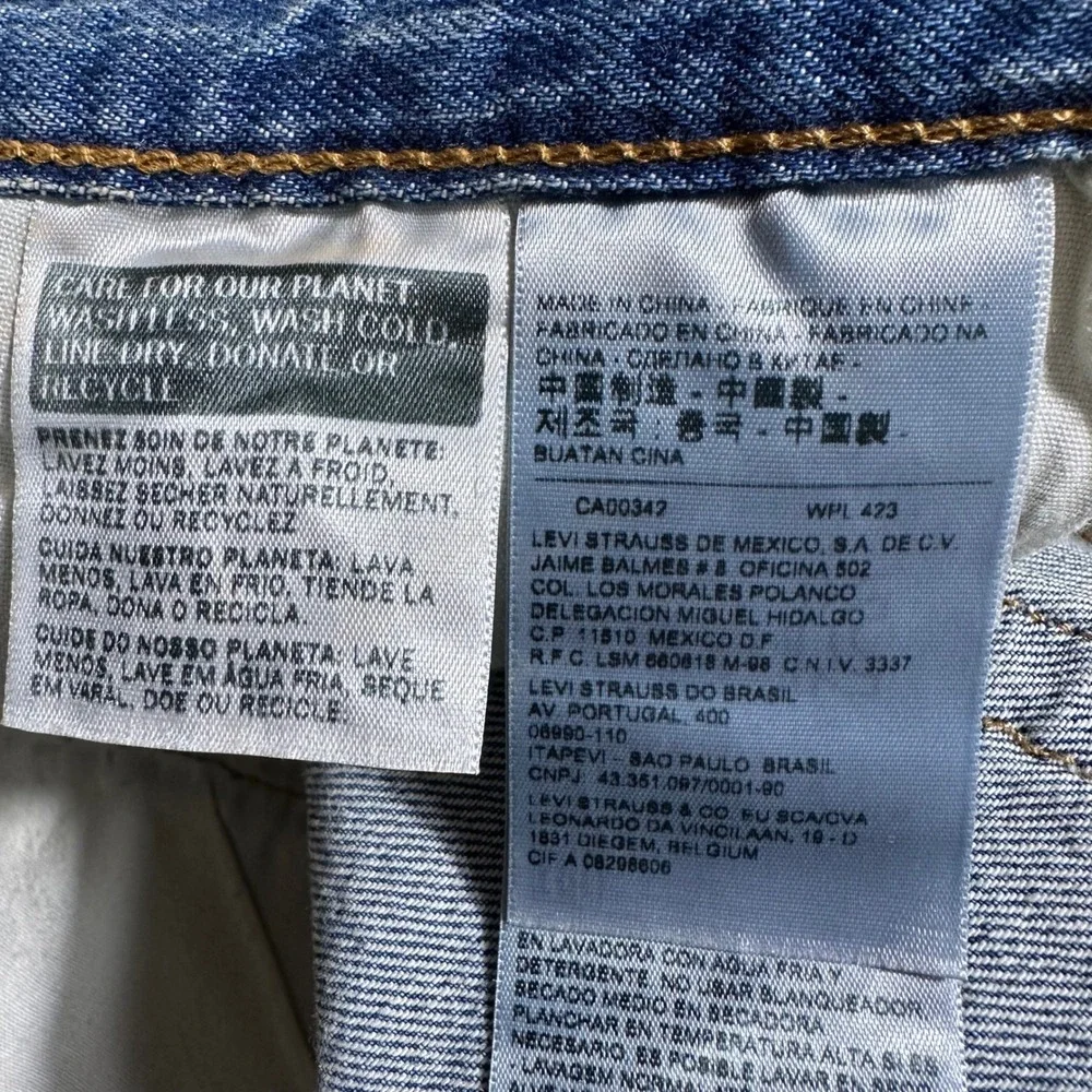 Levi's 501 Original Fit Shorts Women Size 30 Blue Distressed Patch Denim NEW